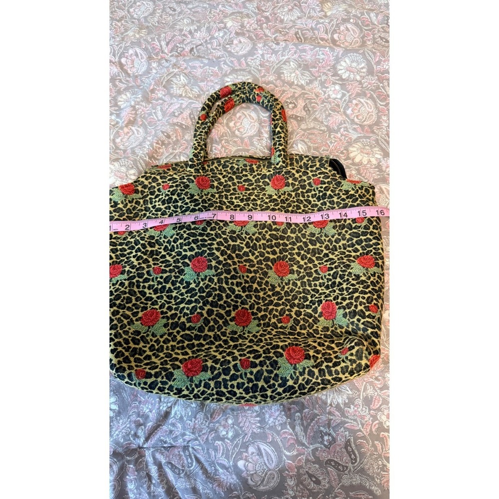 Cind E Original Vtg Leopard Rose Tapestry Tote Bag Animal Print Floral - Picture 4 of 16